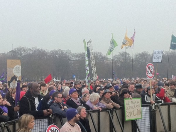 Front row of the rally in Hyde Park Front row of the rally in Hyde Park