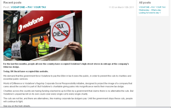 Vodafone blog screenshot