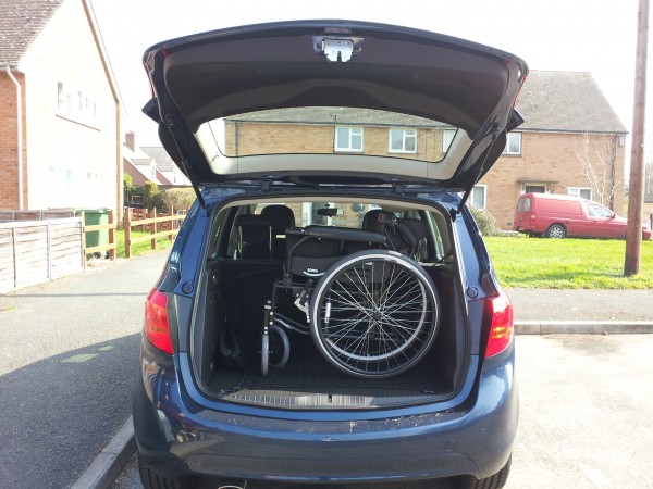 My new wheelchair in the back of my car