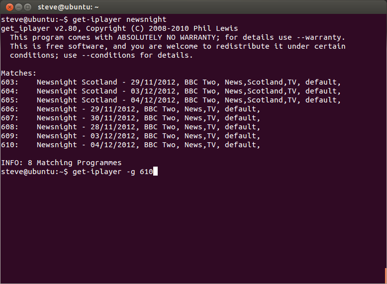 How to download from BBC iPlayer using get-iplayer for Linux