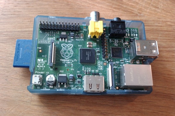 A Raspberry Pi in an open case